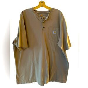 Carhartt Henley Pocket Shirt Mens XL Original Fit Cotton Short Sleeve Tee Beige